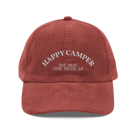 Happy Camper Embroidered Corduroy Cap – Vintage Outdoor Hat