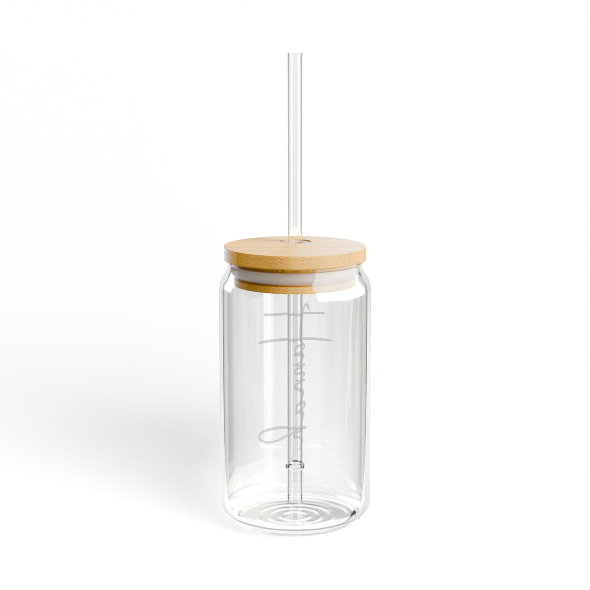 Personalized 16oz Glass Sipper Tumbler with Bamboo Lid & Straw — Custom Name