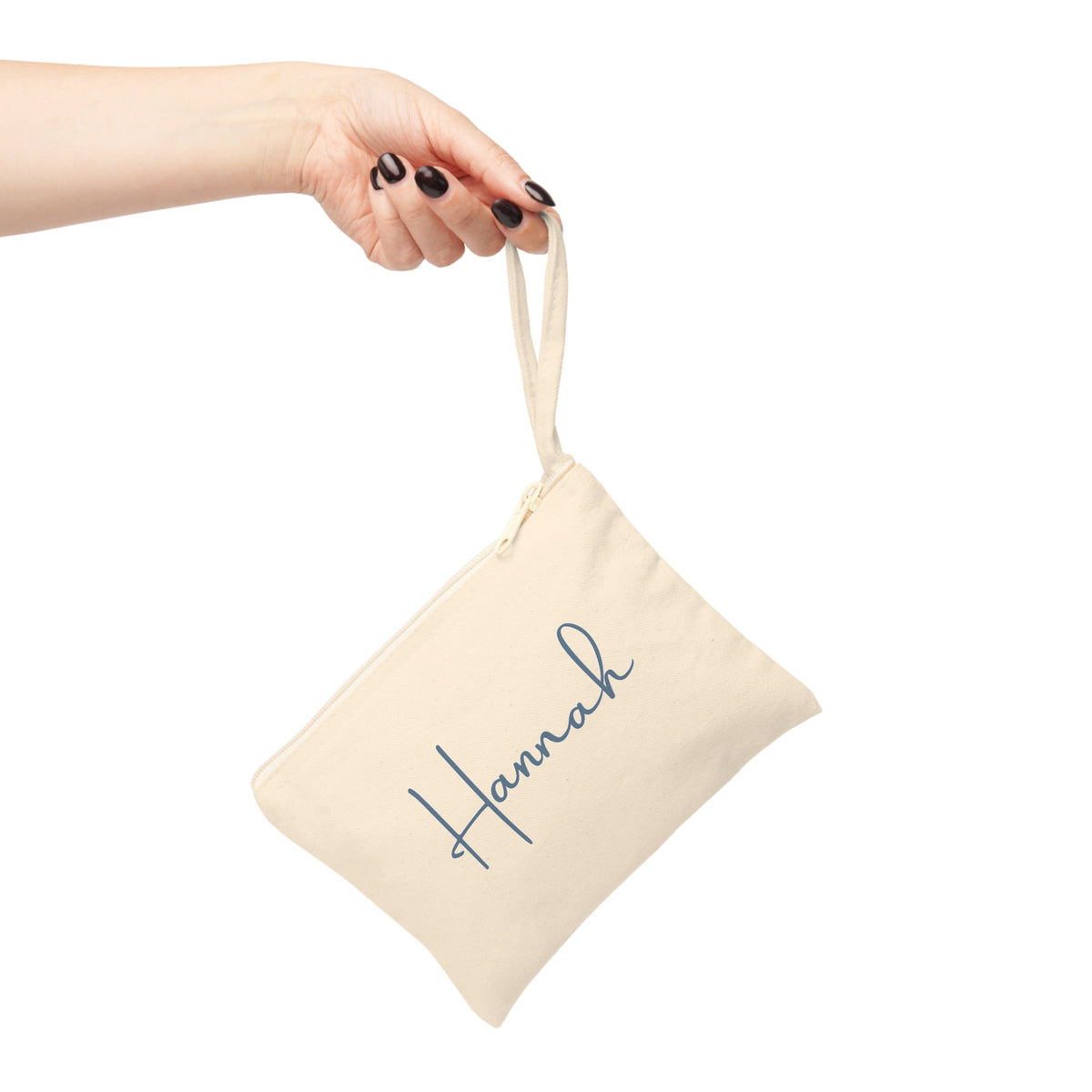 Personalized Canvas Zipper Pouch — Custom Name Cosmetic & Accessory Bag