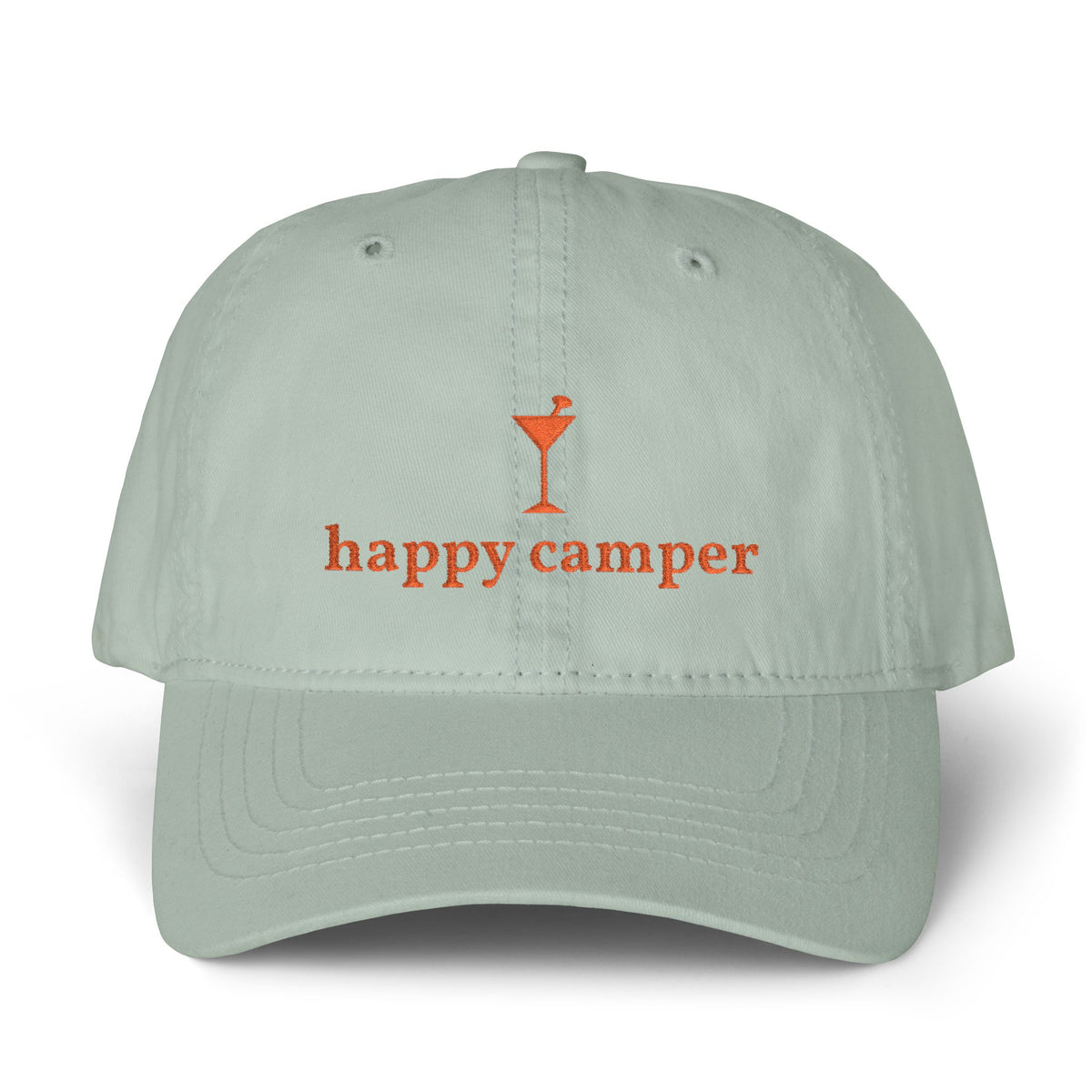 happy camper martini - Women's Pigment-Dyed Cap with Fashion Undervisor (Embroidery)