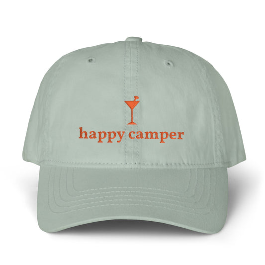 happy camper martini - Women's Pigment-Dyed Cap with Fashion Undervisor (Embroidery)