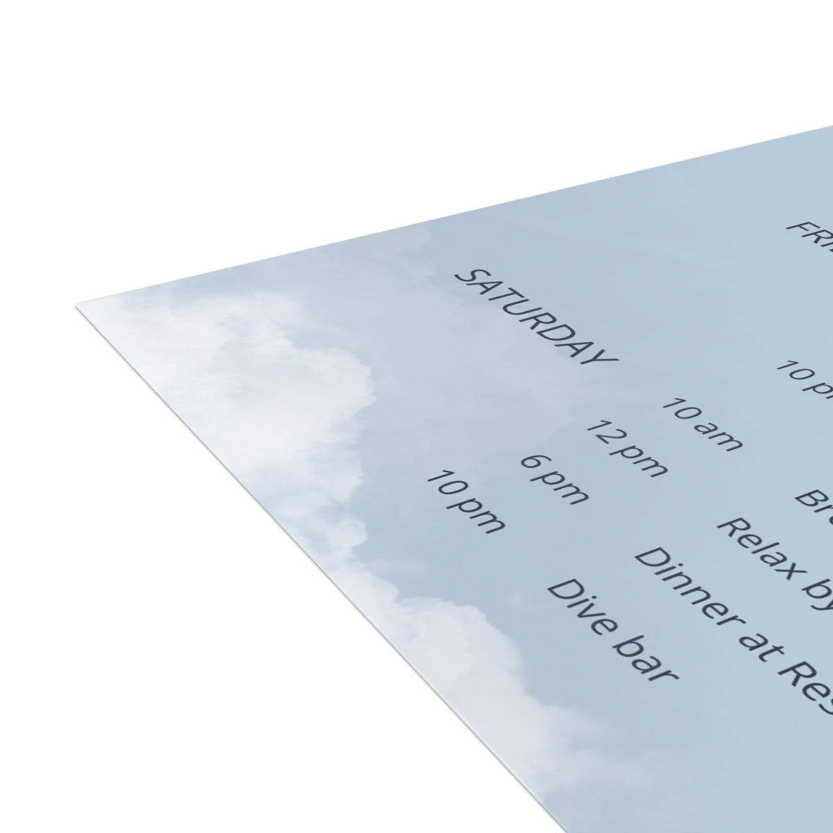 She's On Cloud Nine - Bachelorette Itinerary Printed