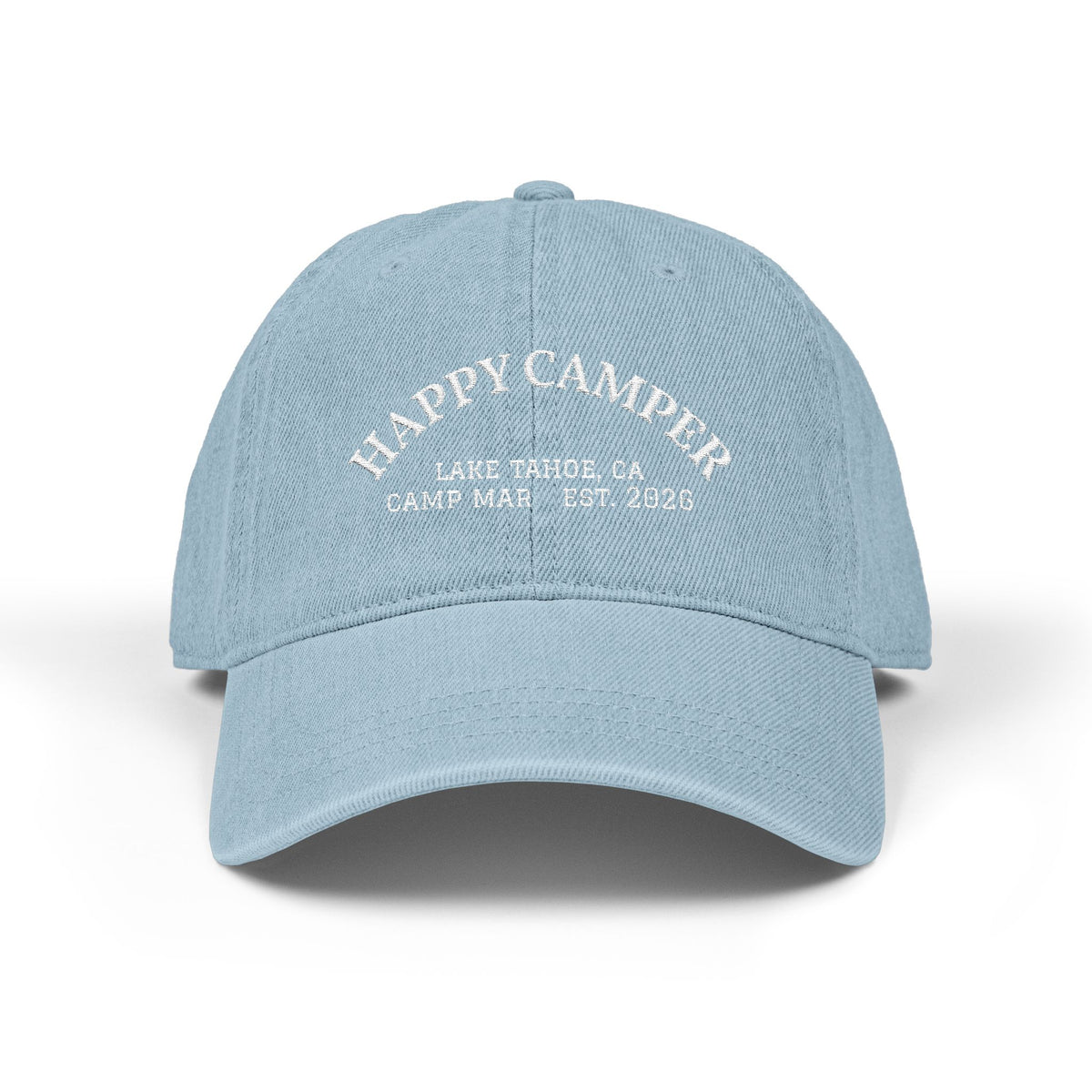 Happy Camper 2 Embroidered Denim Hat — Lake Tahoe Est. 2020