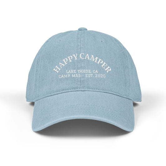 Happy Camper 2 Embroidered Denim Hat — Lake Tahoe Est. 2020