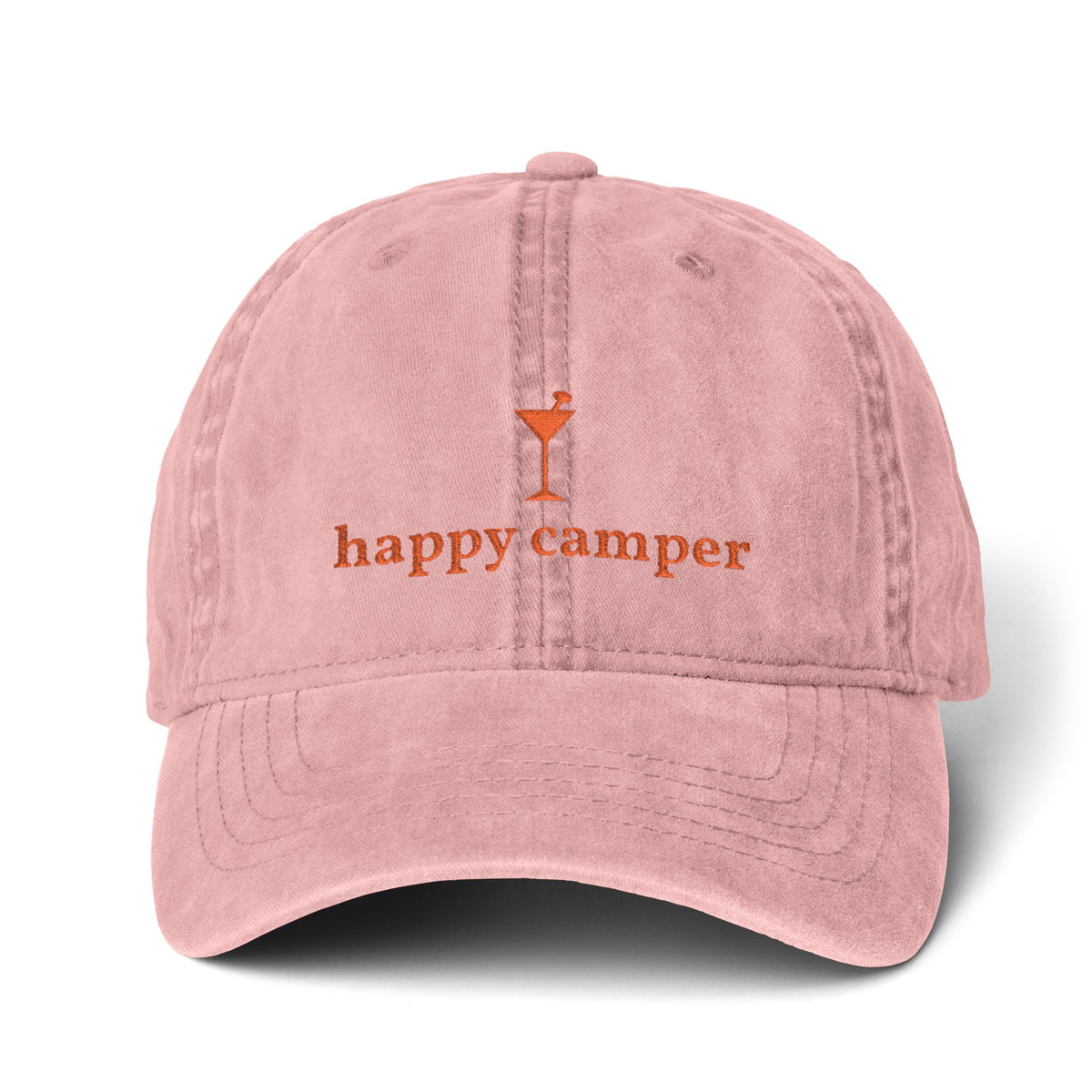happy camper martini - Women's Pigment-Dyed Cap with Fashion Undervisor (Embroidery)