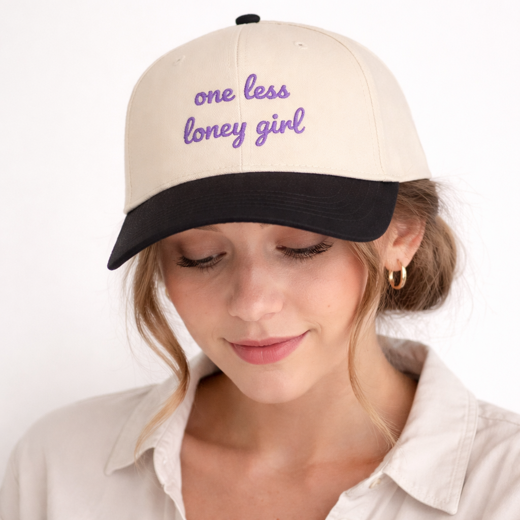 "One Less Lonely Girl" - Embroidered Mid Profile Baseball Cap