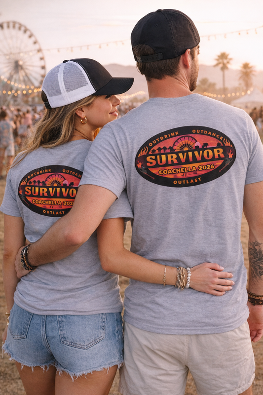 Survivor Sunset Logo Tee - Retro Outcast Adventure T-shirt