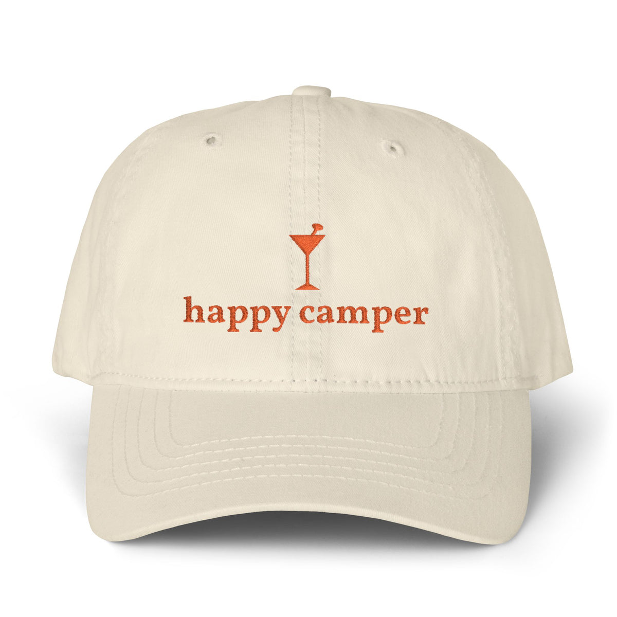 happy camper martini - Women's Pigment-Dyed Cap with Fashion Undervisor (Embroidery)