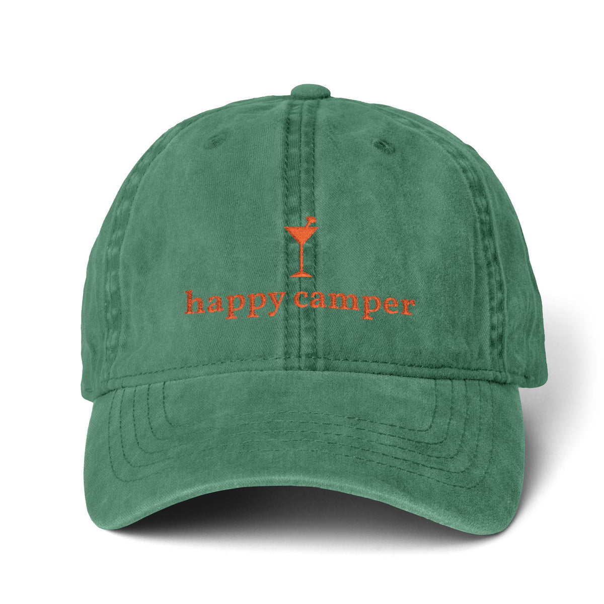 happy camper martini - Women's Pigment-Dyed Cap with Fashion Undervisor (Embroidery)
