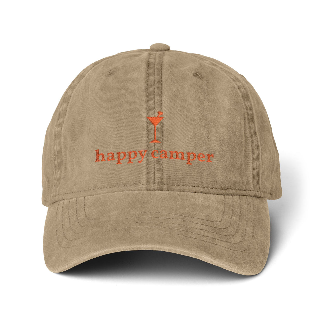 happy camper martini - Women's Pigment-Dyed Cap with Fashion Undervisor (Embroidery)