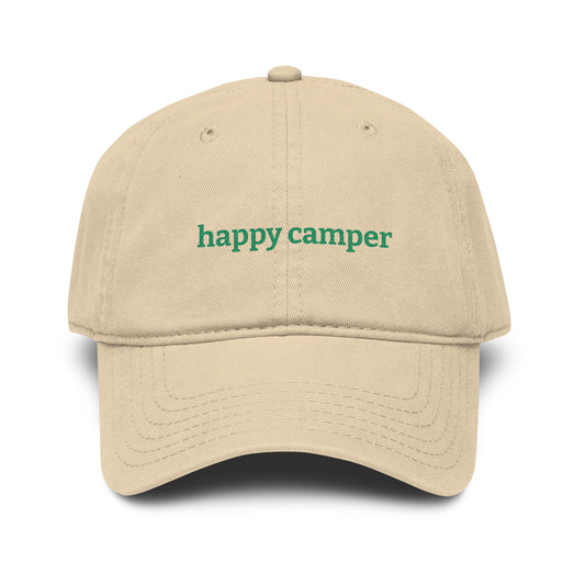 happy camper - Embroidered Washed Cotton Hat