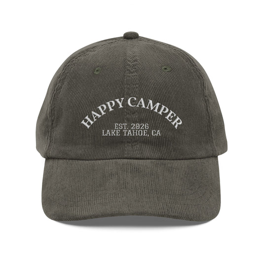 Happy Camper Embroidered Corduroy Cap – Vintage Outdoor Hat