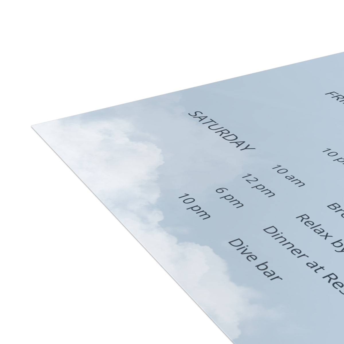 She's On Cloud Nine - Bachelorette Itinerary Printed